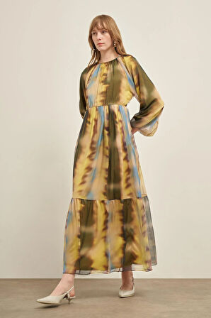 FTZ Women Kadın İpek Şifon Elbise  Sarı 31028