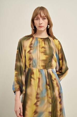 FTZ Women Kadın İpek Şifon Elbise  Sarı 31028