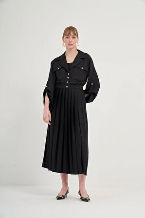 FTZ Women Kadın Plise Etekli Takım  Siyah 31042