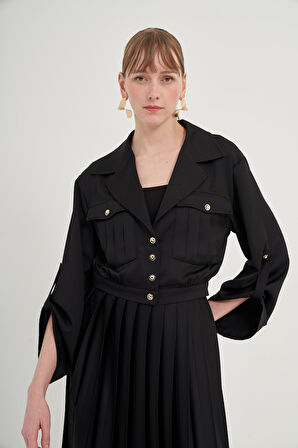 FTZ Women Kadın Plise Etekli Takım  Siyah 31042