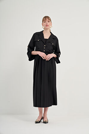 FTZ Women Kadın Plise Etekli Takım  Siyah 31042