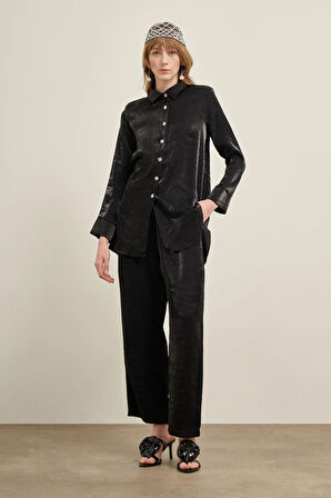 FTZ Women Kadın Parlak Modal Takım  Siyah 31002