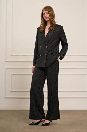 FTZ Women Kadın Çizgili Takım  Siyah 31077