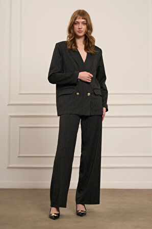 FTZ Women Kadın Çizgili Takım  Siyah 31077