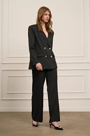 FTZ Women Kadın Çizgili Takım  Siyah 31077