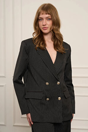 FTZ Women Kadın Çizgili Takım  Siyah 31077