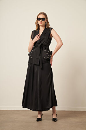 FTZ Women Kadın File Detay Takım  Siyah 31088