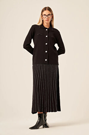 FTZ Women Kadın Sim Detaylı İkili Takım  Siyah 20899