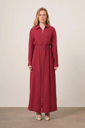 FTZ Women Kadın Modal Elbise  Bordo 31033