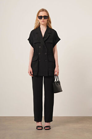 FTZ Women Kadın Crep Pantolonlu Takım  Siyah 31173