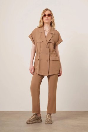 FTZ Women Kadın Crep Pantolonlu Takım  Vizon 31173