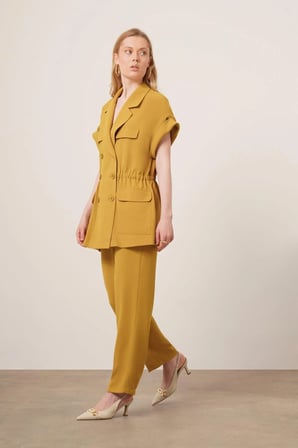 FTZ Women Kadın Crep Pantolonlu Takım  Yağ Yeşili 31173