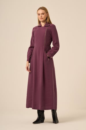 FTZ Women Kadın Canapos Elbise  Mürdüm 31183