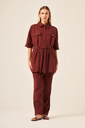 FTZ Women Kadın Keten Takım  Bordo 31196