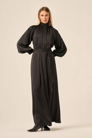 FTZ Women Kadın İpek Saten Elbise  Siyah 31208