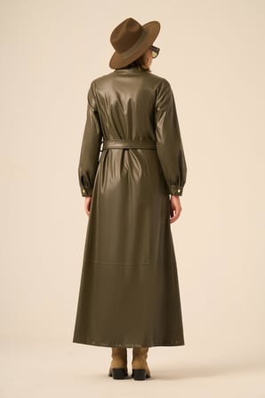 FTZ Women Kadın Deri Elbise  Haki 31225