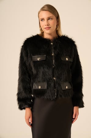FTZ Women Kadın Peluş Mont  Siyah 31241