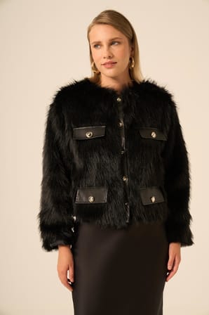FTZ Women Kadın Peluş Mont  Siyah 31241