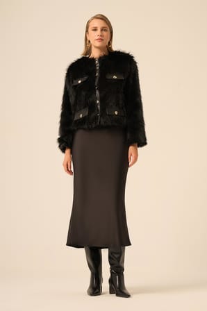 FTZ Women Kadın Peluş Mont  Siyah 31241