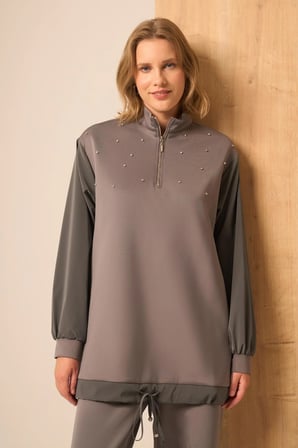 FTZ Women Kadın Scuba Spandex Takım  Gri 31257