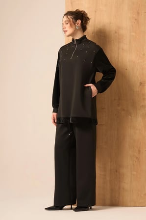 FTZ Women Kadın Scuba Spandex Takım  Siyah 31257