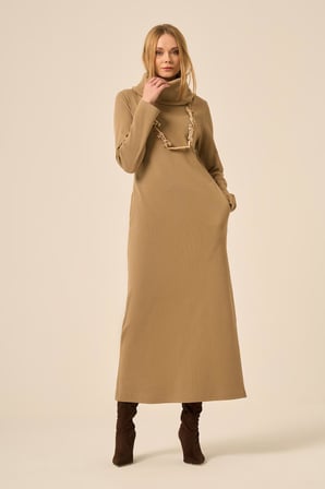 FTZ Women Kadın Ribana Elbise  Camel 31286