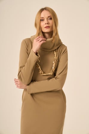 FTZ Women Kadın Ribana Elbise  Camel 31286