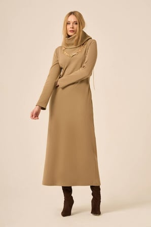 FTZ Women Kadın Ribana Elbise  Camel 31286