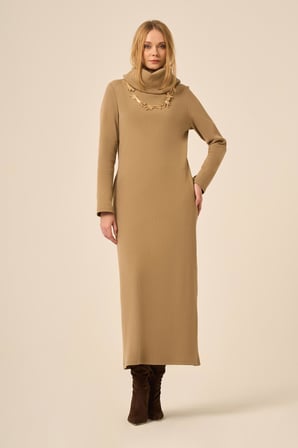 FTZ Women Kadın Ribana Elbise  Camel 31286