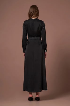 FTZ Women Kadın İpek Kupra Elbise  Siyah 31303