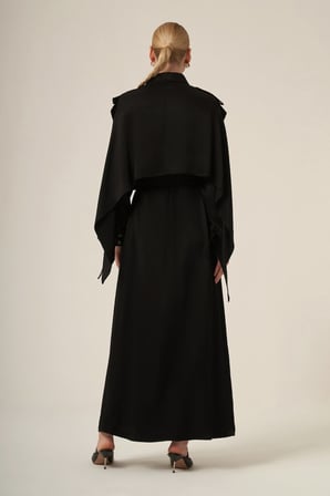 FTZ Women Kadın Doğal Elyaf Pelerin Elbise  Siyah 31339