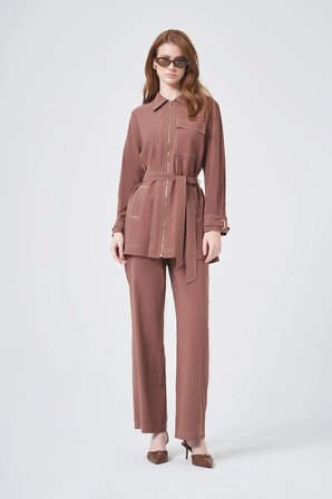 FTZ Women Kadın Erta Pantolonlu Takım  Kahve 31346