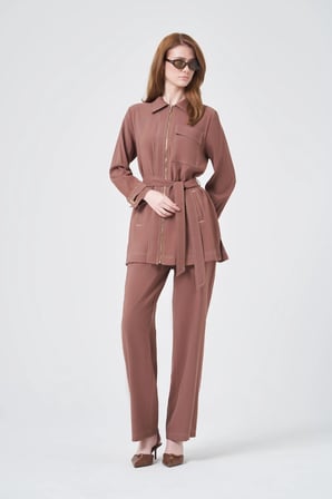 FTZ Women Kadın Erta Pantolonlu Takım  Kahve 31346