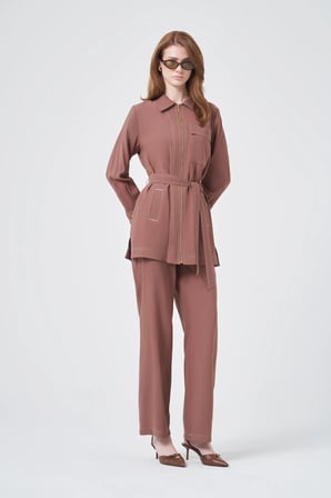 FTZ Women Kadın Erta Pantolonlu Takım  Kahve 31346