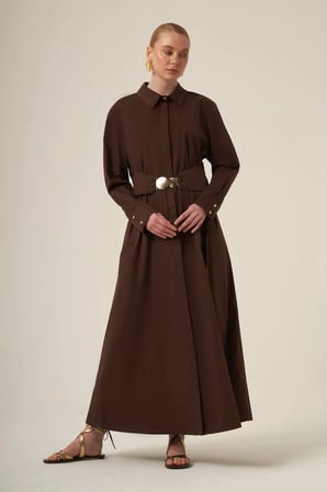 FTZ Women Kadın Cotton Elbise  Kahve 31350