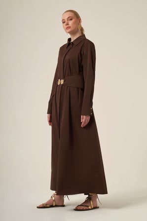 FTZ Women Kadın Cotton Elbise  Kahve 31350