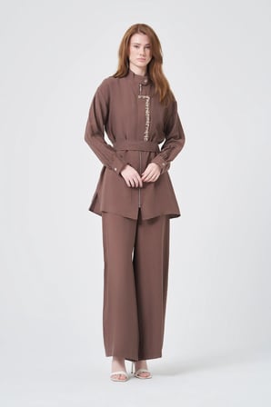 FTZ Women Kadın Begonya Taşlı Takım  Kahve 31365