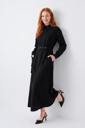 FTZ Women Kadın Begonya Talşı Elbise  Siyah 31364