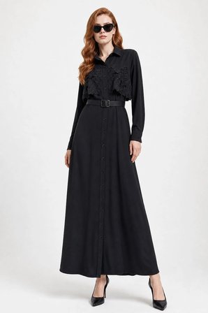 FTZ Women Kadın Krep Elbise  Siyah 31378