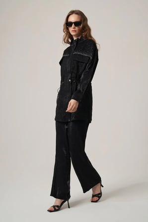 FTZ Women Kadın Dantel Detay Takım  Siyah 31392
