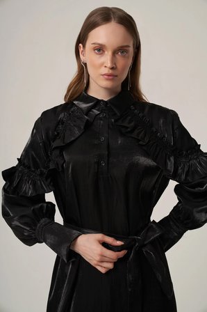 FTZ Women Kadın Organze Elbise  Siyah 31363