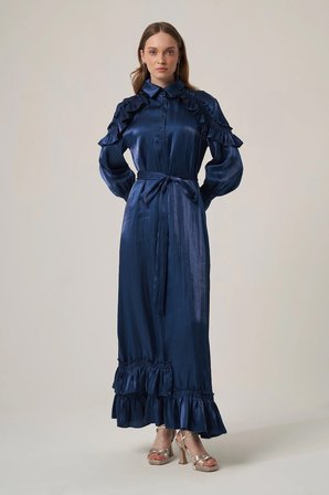 FTZ Women Kadın Organze Elbise  Lacivert 31363