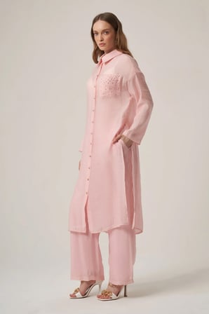 FTZ Women Kadın Helena Uzun Gömlek Takım  Pembe 31415