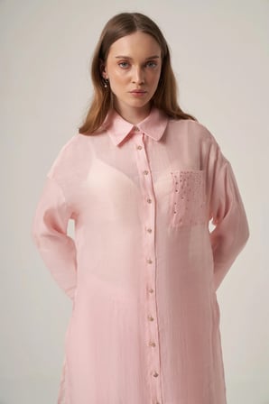 FTZ Women Kadın Helena Uzun Gömlek Takım  Pembe 31415