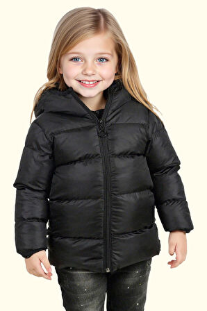 Kız Çocuk Polarlı Kürklü Kapüşonlu Su Geçirmez Rüzgara Dayanıklı Şişme Kışlık Mont Kaban