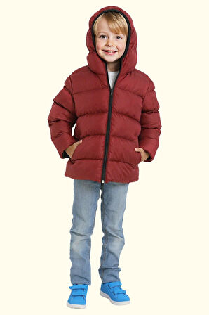 Erkek Çocuk Polarlı Kapüşonlu Su Geçirmez Rüzgara Dayanıklı Şişme Kışlık Mont