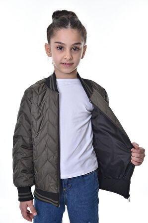 Kız Çocuk Kolej Yaka Astarlı Su Ve Rüzgar Geçirmez Fermuarlı Mont Ceket