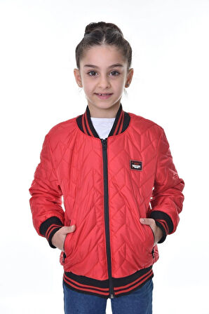 Kız Çocuk Kolej Yaka Astarlı Su Ve Rüzgar Geçirmez Fermuarlı Mont Ceket