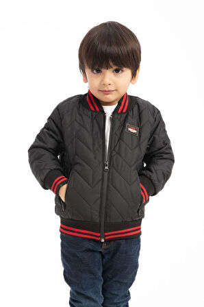 Erkek Çocuk Kolej Yaka Astarlı Su Ve Rüzgar Geçirmez Fermuarlı Mont Ceket