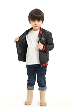 Erkek Çocuk Kolej Yaka Astarlı Su Ve Rüzgar Geçirmez Fermuarlı Mont Ceket